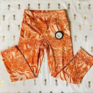 NWT Cali Active Orange Animal Print Leggings